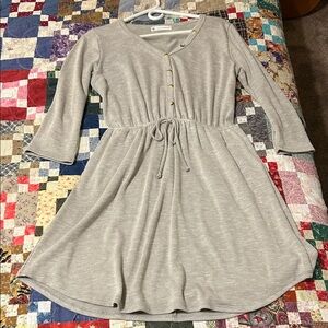 Charming Gray Woman’s Dress with Button Detail